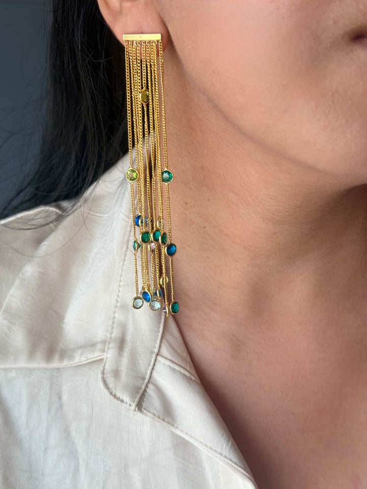 Designer Sapphire Long Earrings