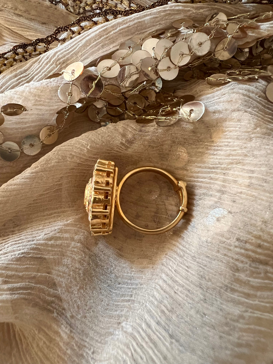 Pure 925 Moissanite Polki Silver Ring