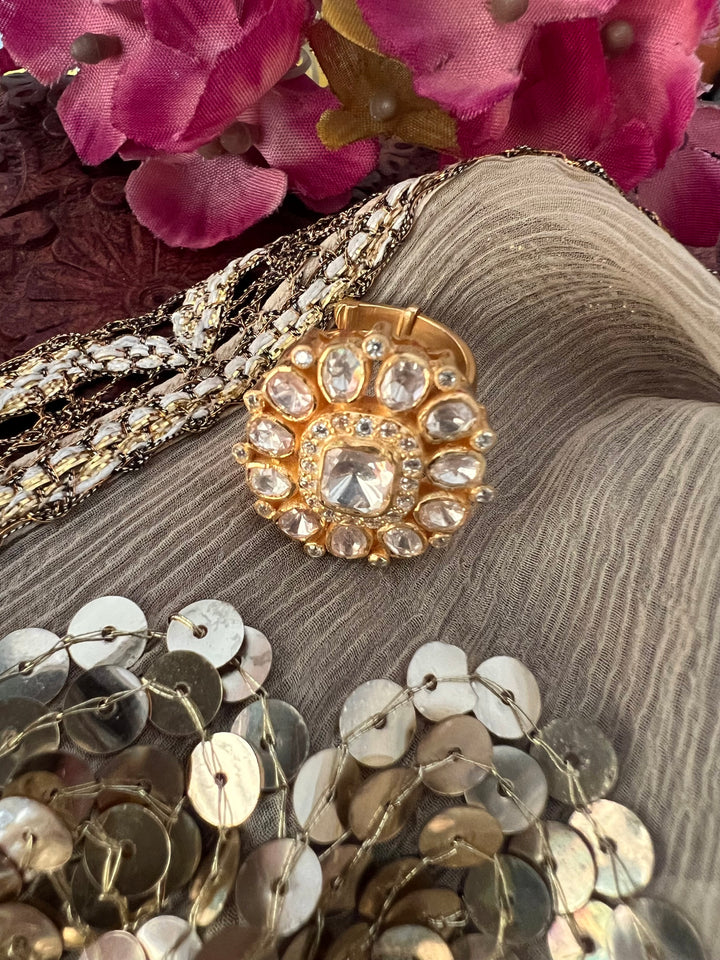 Pure 925 Moissanite Polki Silver Ring