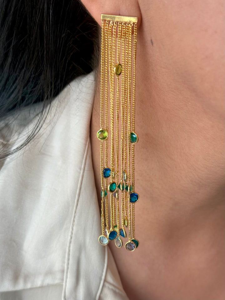 Designer Sapphire Long Earrings