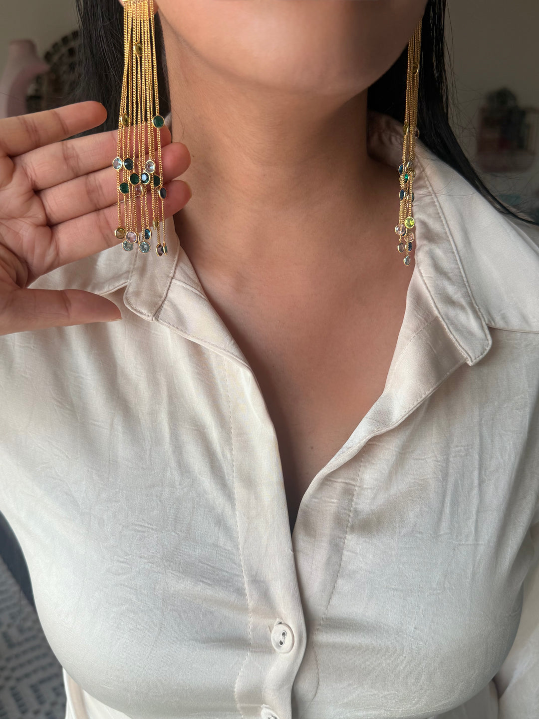 Designer Sapphire Long Earrings