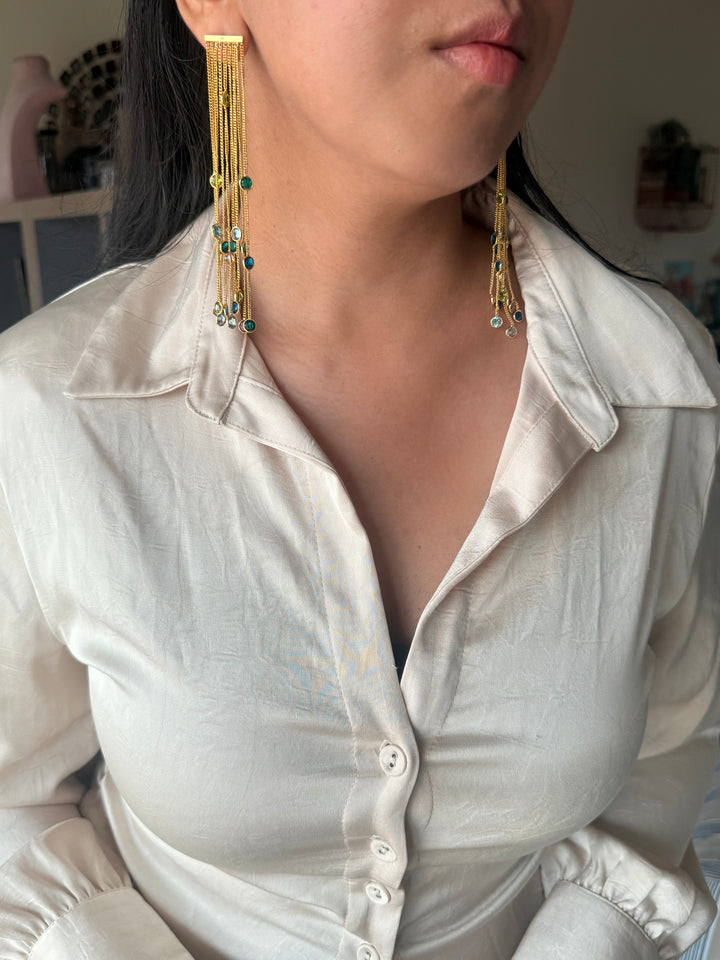 Designer Sapphire Long Earrings