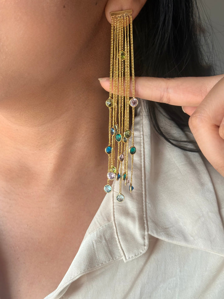 Designer Sapphire Long Earrings