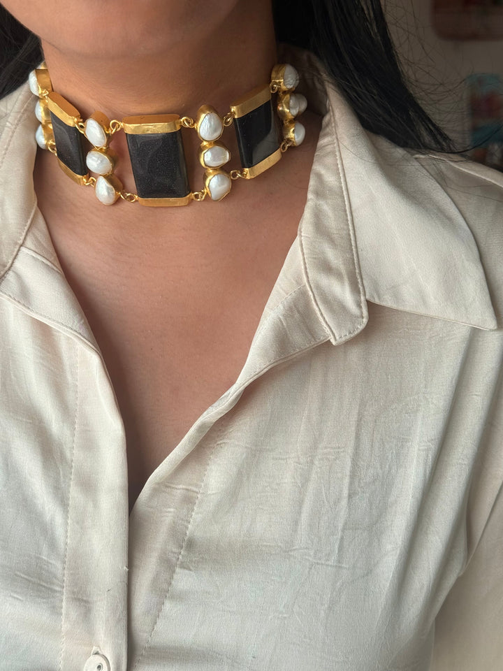 Statement Choker – Gold Brass, Adjustable Necklace