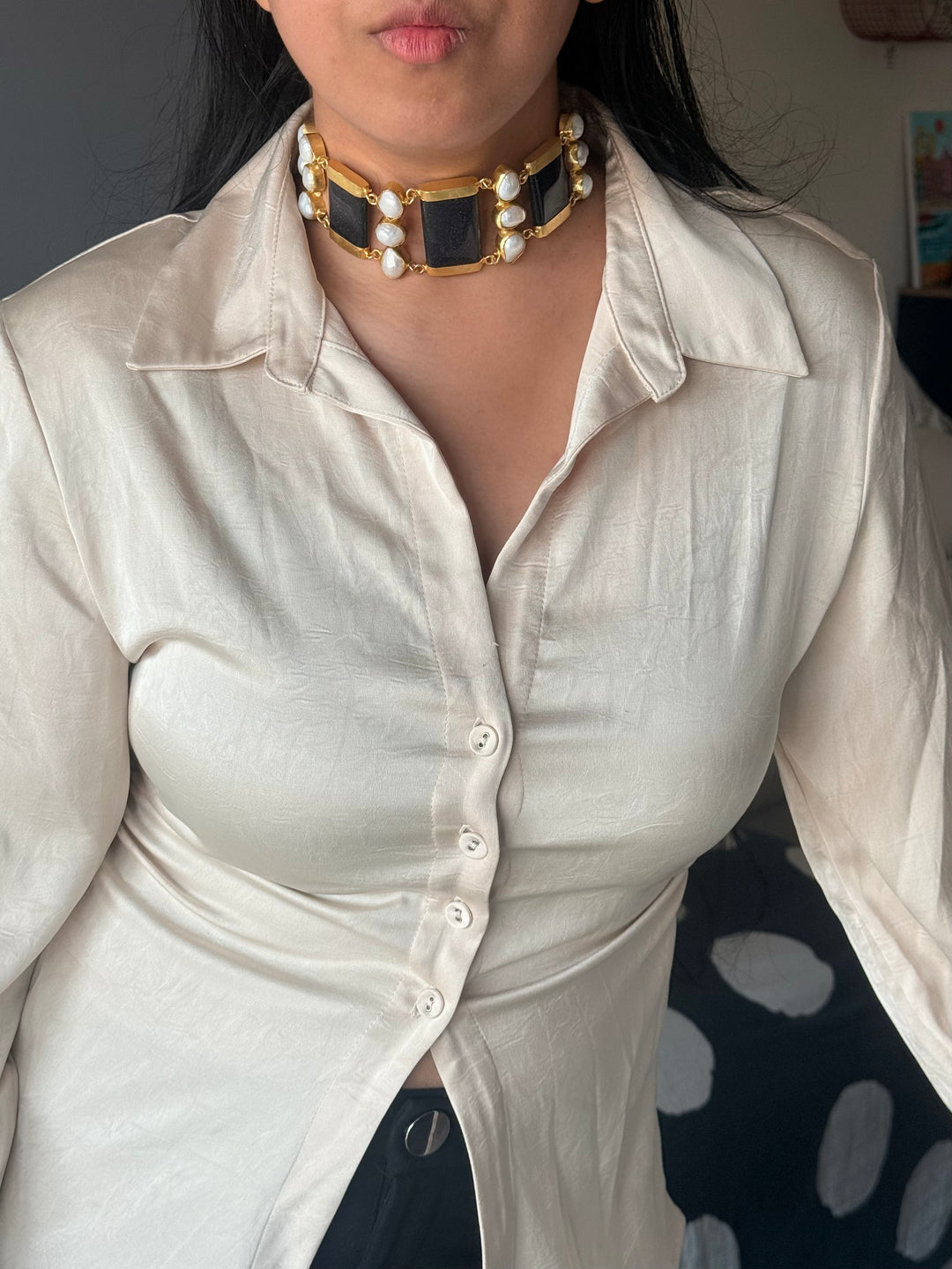 Statement Choker – Gold Brass, Adjustable Necklace