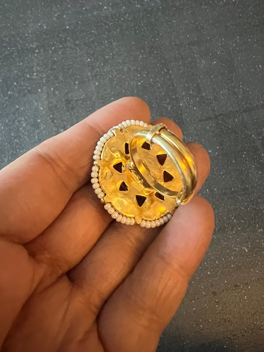 Statement Pure 925 Silver Kundan Ring