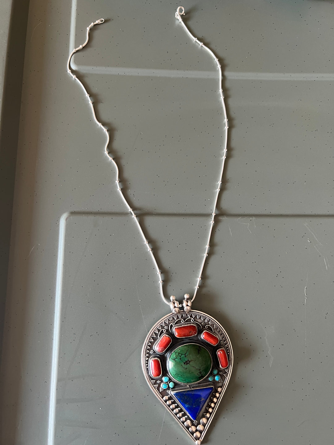 Intricate Tibet Silver Pendant with 925 Sterling Silver Necklace