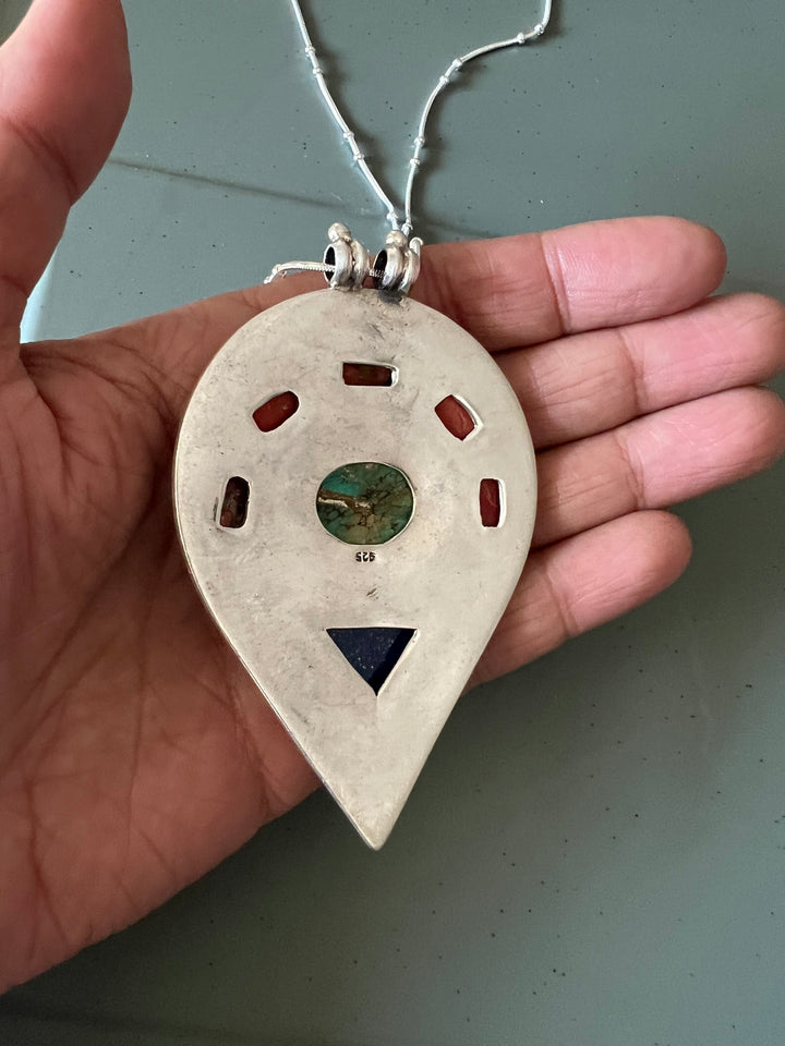 Intricate Tibet Silver Pendant with 925 Sterling Silver Necklace