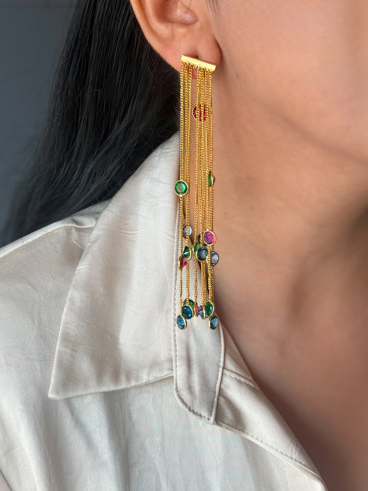 Designer Sapphire Long Earrings