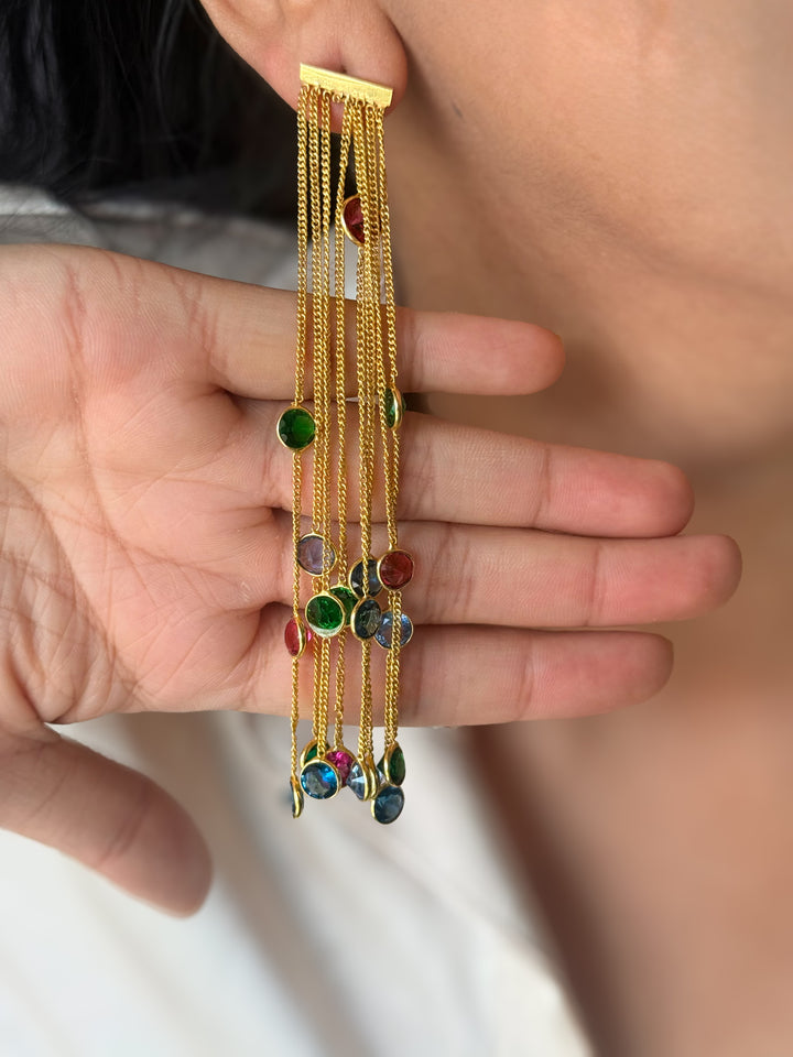 Designer Sapphire Long Earrings