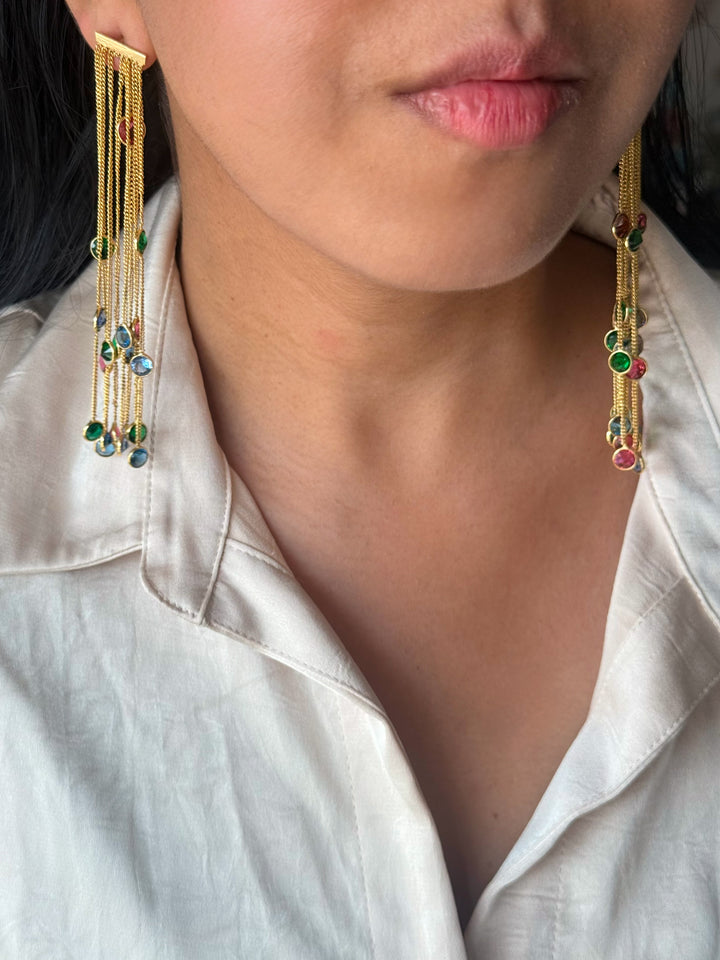 Designer Sapphire Long Earrings