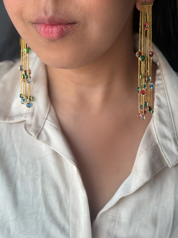Designer Sapphire Long Earrings