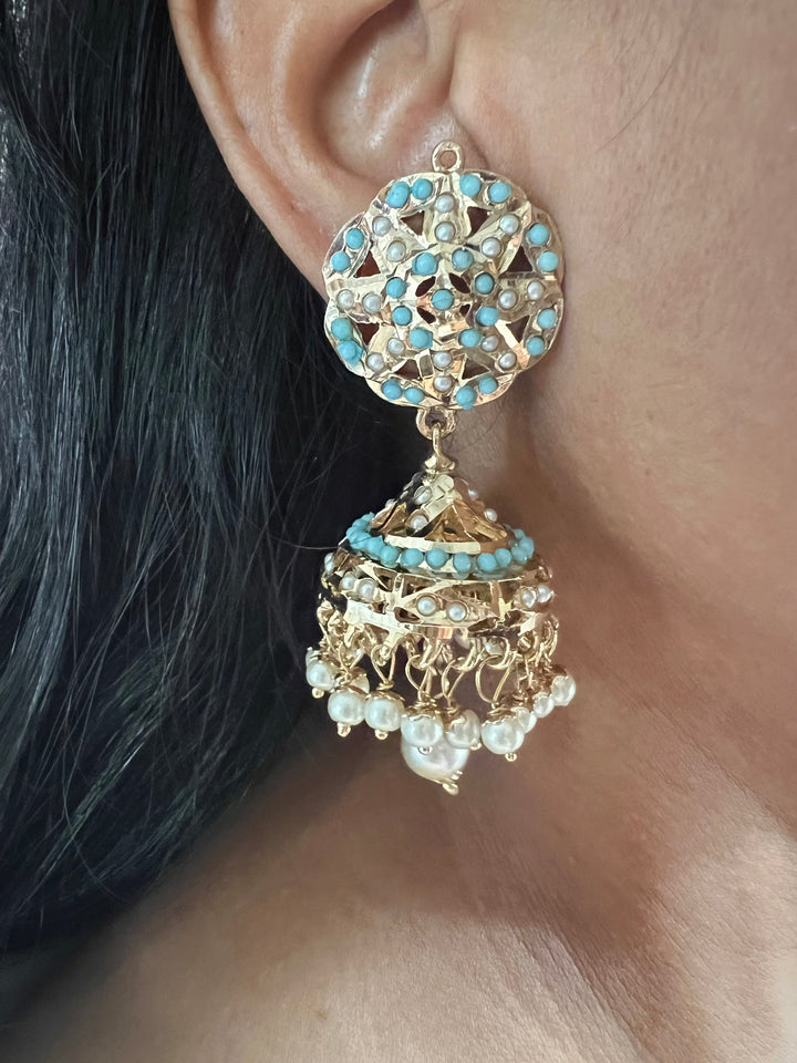 Statement Jadau Earrings | 18k Gold Plated | Copper & Semi-Precious Stones