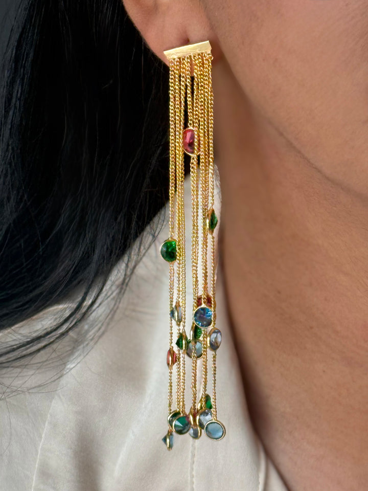 Designer Sapphire Long Earrings