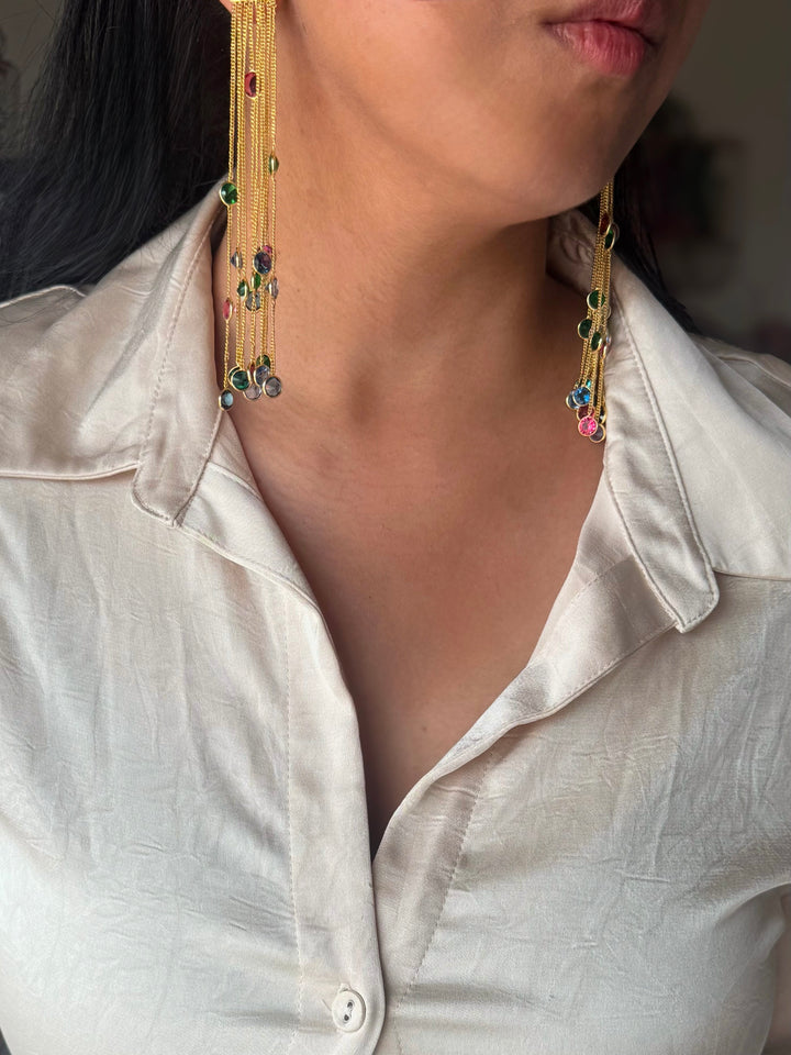 Designer Sapphire Long Earrings