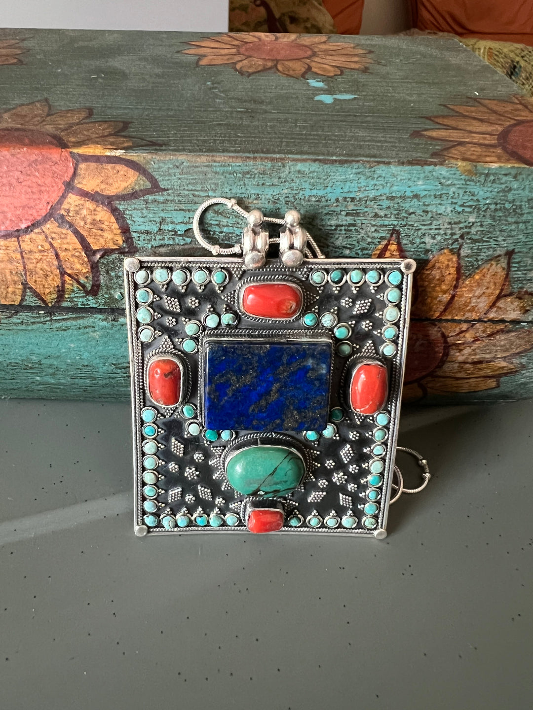 Intricate Tibet Silver Pendant with 925 Sterling Silver Necklace