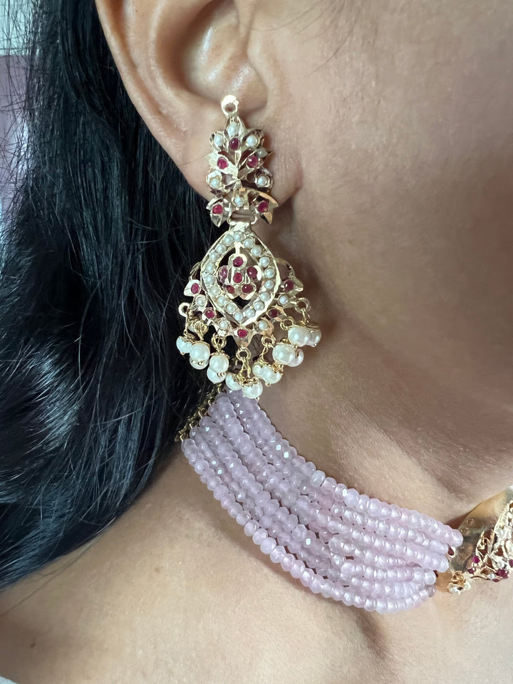 Statement Jadau Choker Necklace Set | 18k Gold Plated | Copper & Semi-Precious Stones