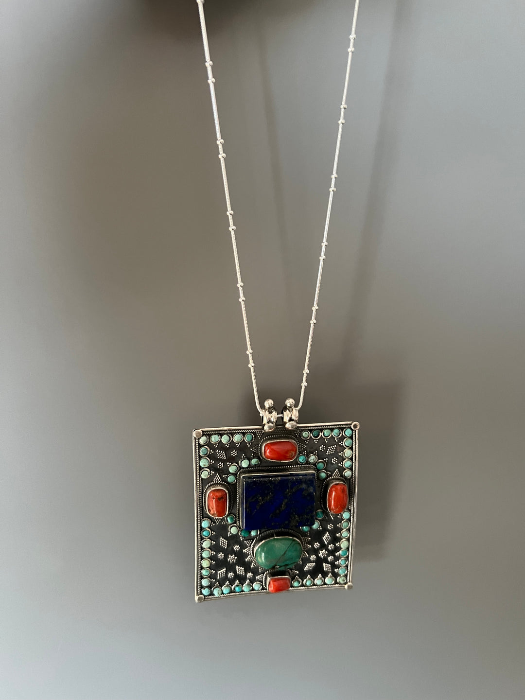 Intricate Tibet Silver Pendant with 925 Sterling Silver Necklace