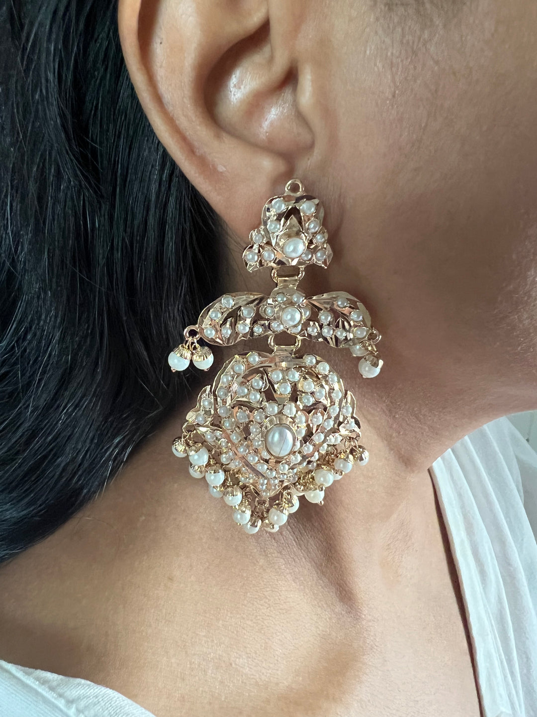 Statement Jadau Chandbalis | 18k Gold Plated | Copper & Semi-Precious Stones