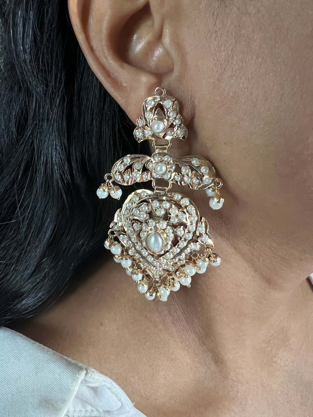 Statement Jadau Chandbalis | 18k Gold Plated | Copper & Semi-Precious Stones