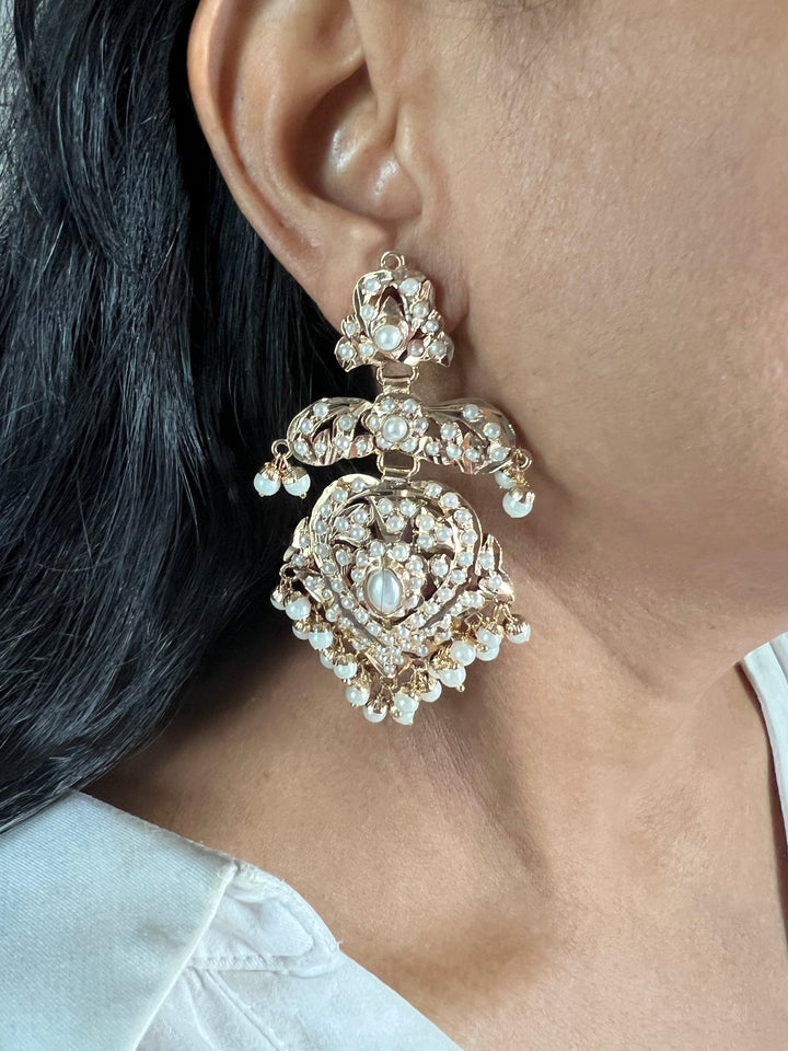 Statement Jadau Chandbalis | 18k Gold Plated | Copper & Semi-Precious Stones