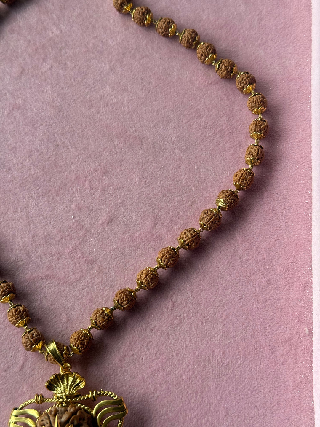 Handmade Panch Mukhi Rudraksha Pendant Necklace | Nepal Rudraksha with Certificate, 925 Silver Gold Polish