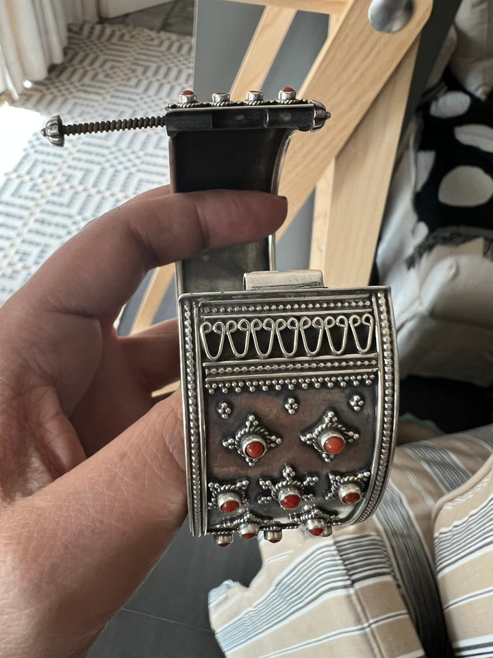 Coral 925 Silver Kada | SHIVKA Statement Bangle