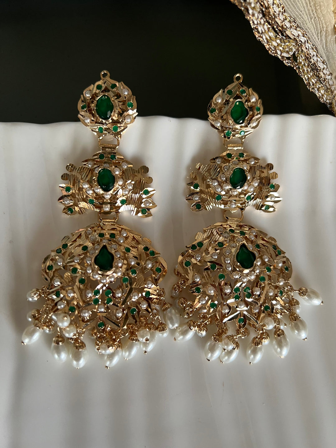 Statement Jadau Earrings | 18k Gold Plated | Copper & Semi-Precious Stones