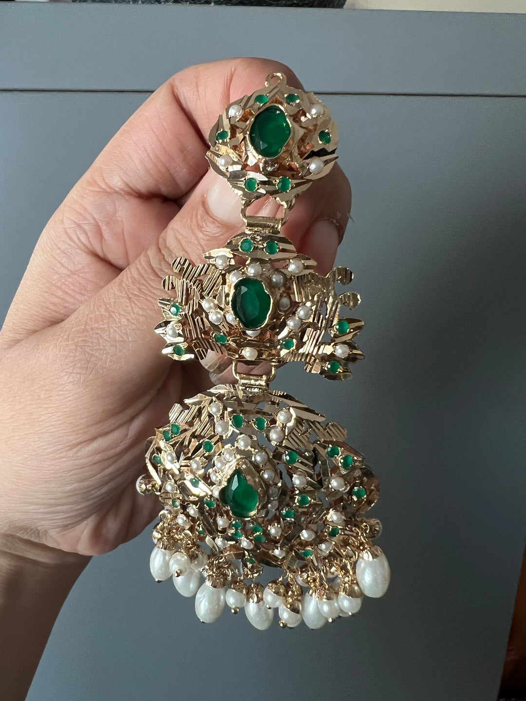 Statement Jadau Earrings | 18k Gold Plated | Copper & Semi-Precious Stones