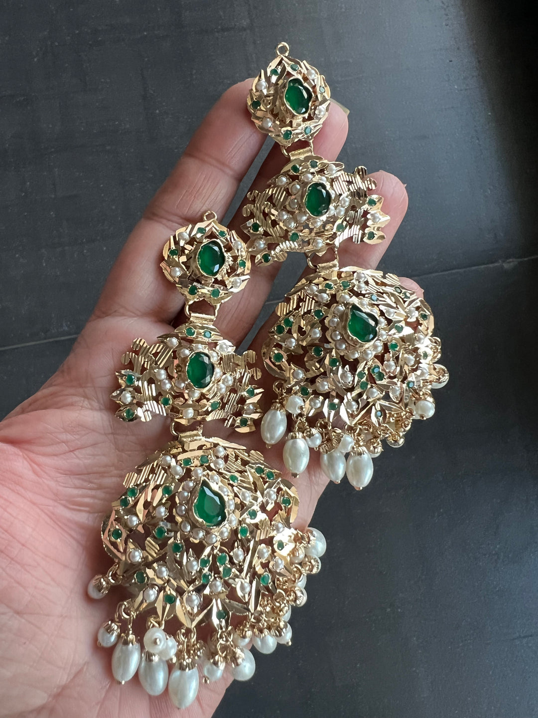 Statement Jadau Earrings | 18k Gold Plated | Copper & Semi-Precious Stones