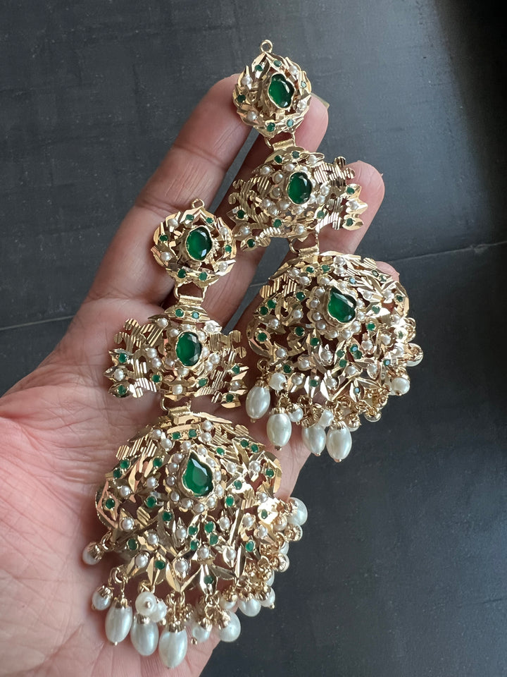 Statement Jadau Earrings | 18k Gold Plated | Copper & Semi-Precious Stones