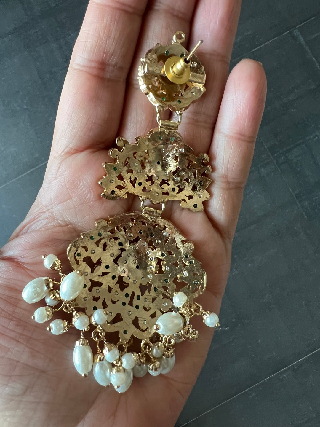 Statement Jadau Earrings | 18k Gold Plated | Copper & Semi-Precious Stones