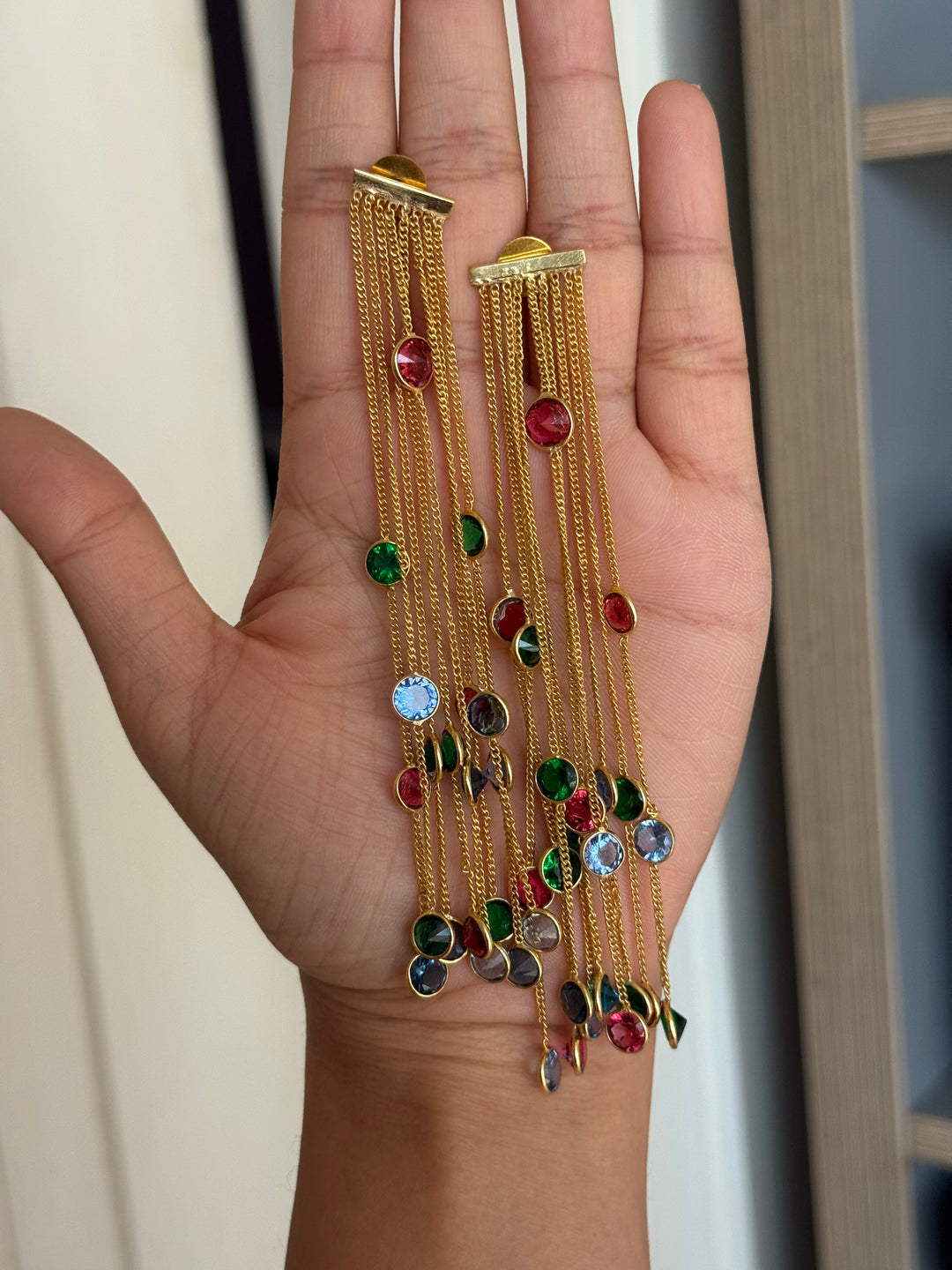 Designer Sapphire Long Earrings