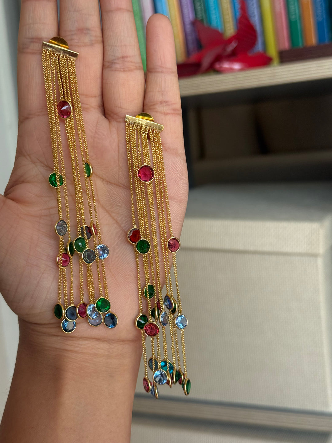 Designer Sapphire Long Earrings
