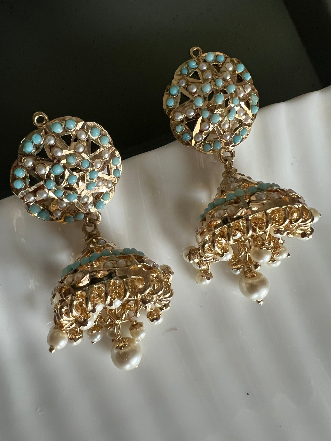 Statement Jadau Earrings | 18k Gold Plated | Copper & Semi-Precious Stones