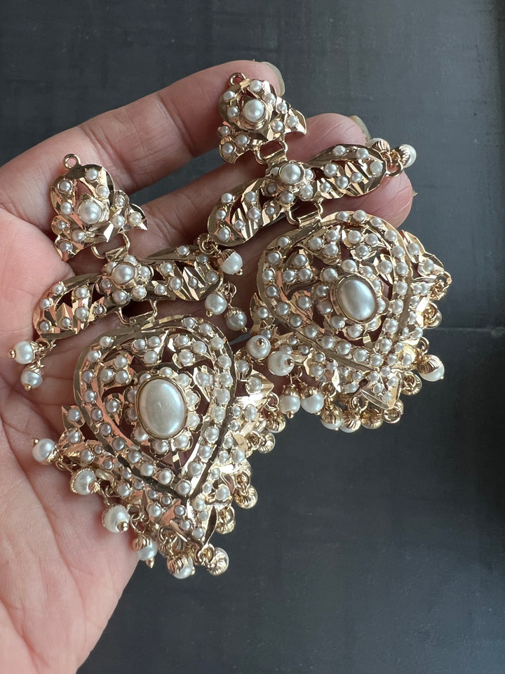 Statement Jadau Chandbalis | 18k Gold Plated | Copper & Semi-Precious Stones