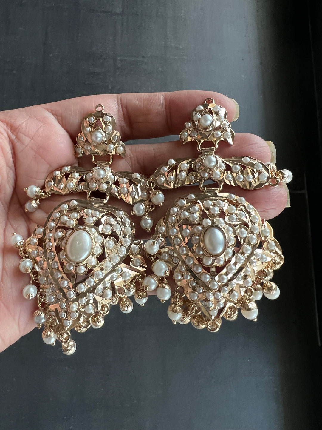 Statement Jadau Chandbalis | 18k Gold Plated | Copper & Semi-Precious Stones