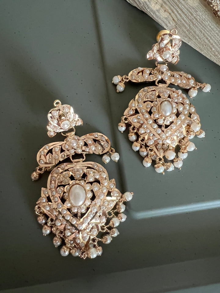 Statement Jadau Chandbalis | 18k Gold Plated | Copper & Semi-Precious Stones