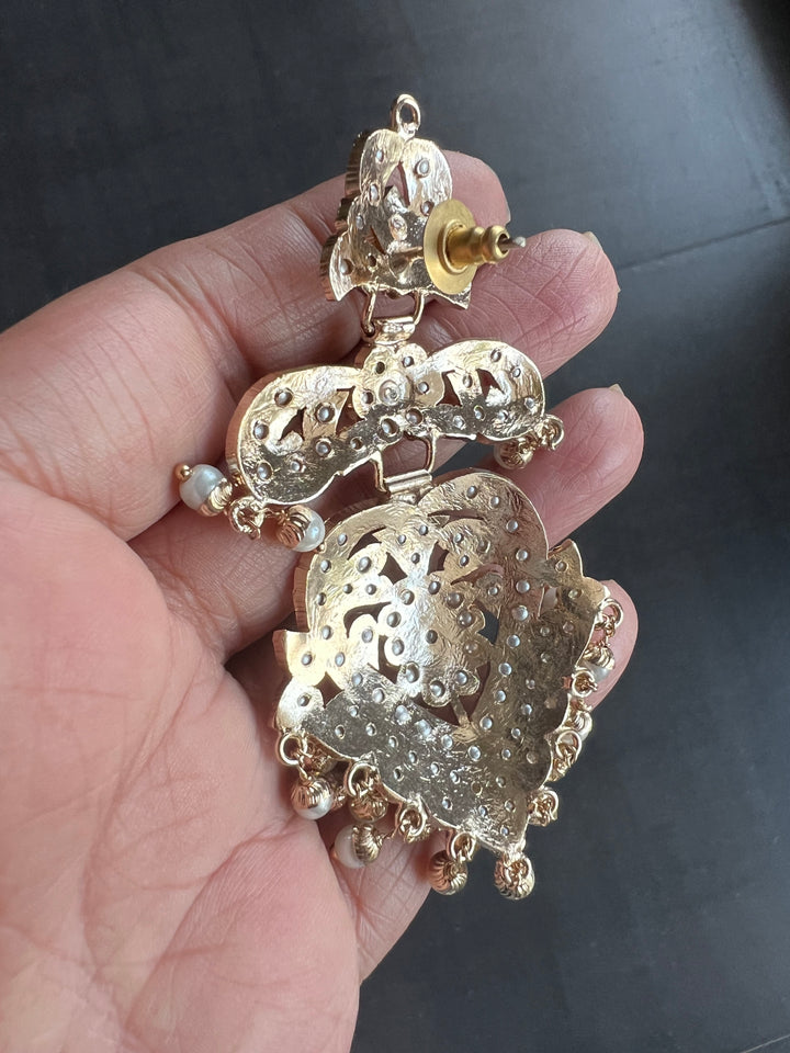 Statement Jadau Chandbalis | 18k Gold Plated | Copper & Semi-Precious Stones