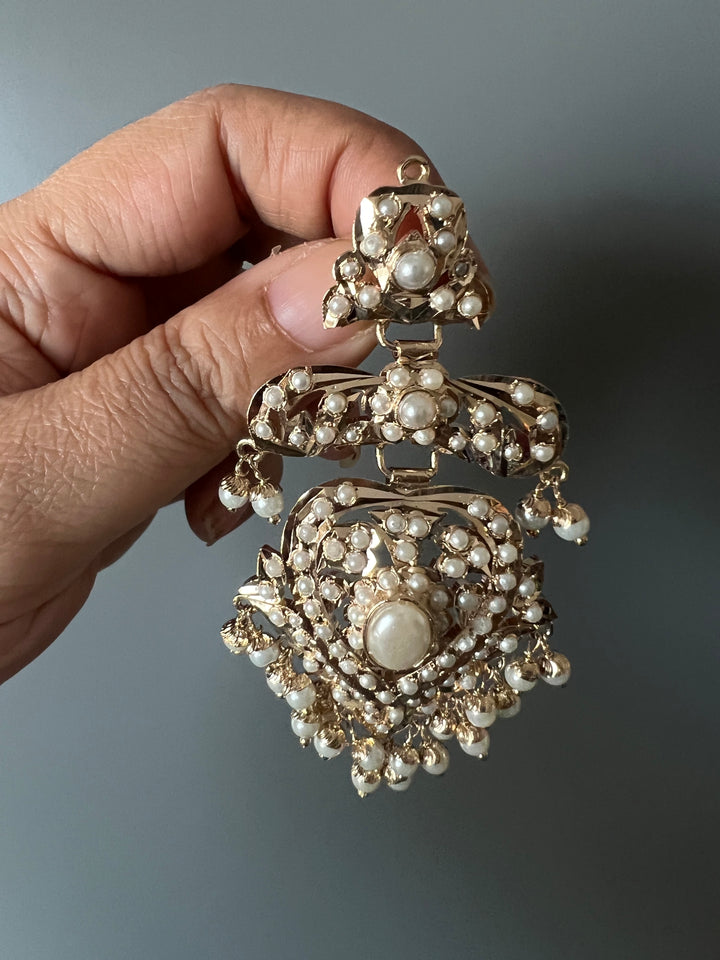 Statement Jadau Chandbalis | 18k Gold Plated | Copper & Semi-Precious Stones