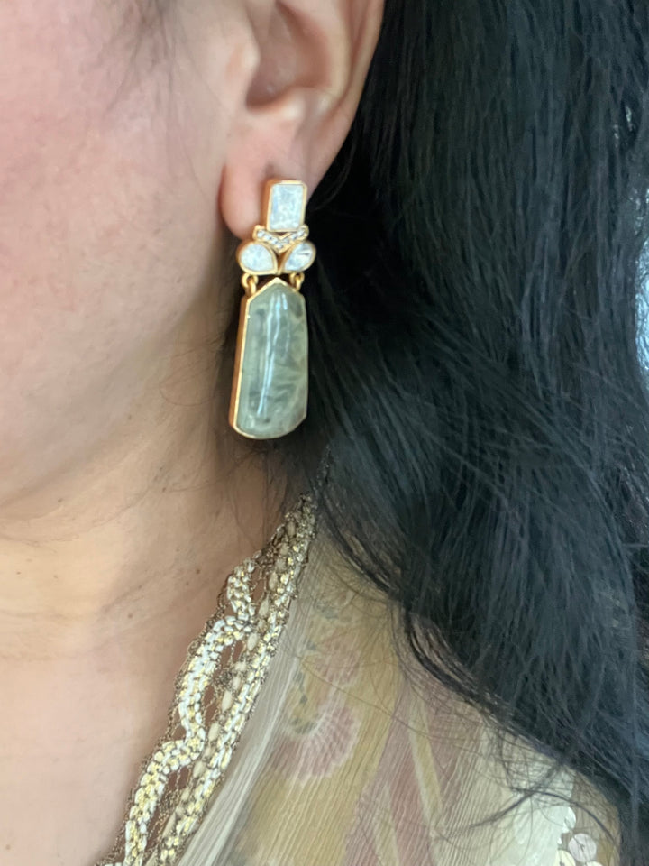Prehnite Fusion Earrings - Premium Quality, Exquisite Craftsmanship