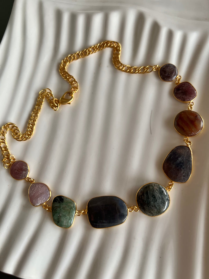 Statement Natural Multi Sapphire Necklace