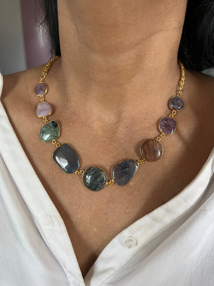 Statement Natural Multi Sapphire Necklace
