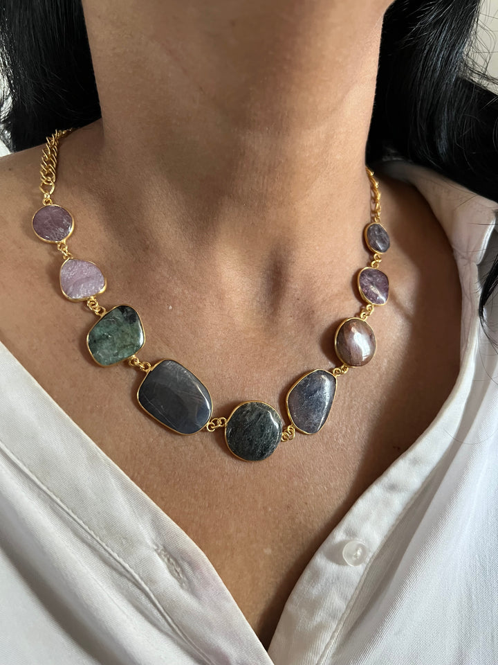 Statement Natural Multi Sapphire Necklace