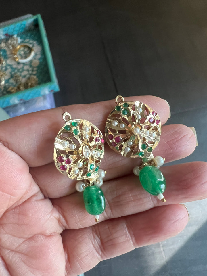 Statement Jadau Choker Necklace Set | 18k Gold Plated | Copper & Semi-Precious Stones