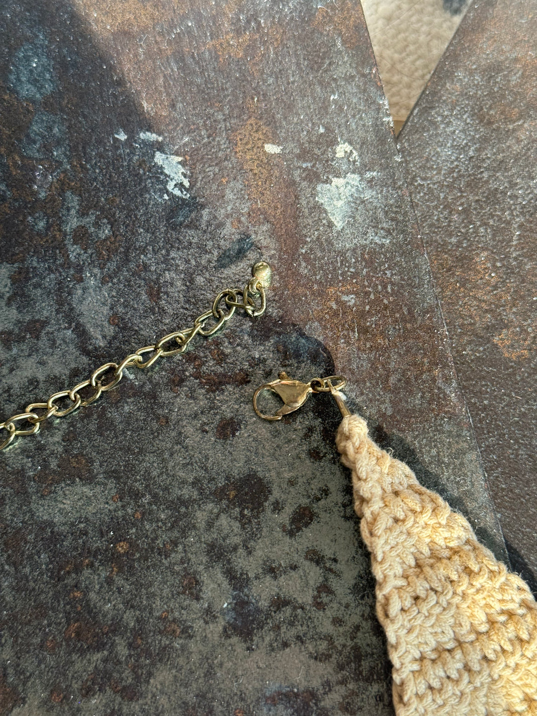 Handcrafted Lilac Beaded Statement Necklace with Knitted Detail