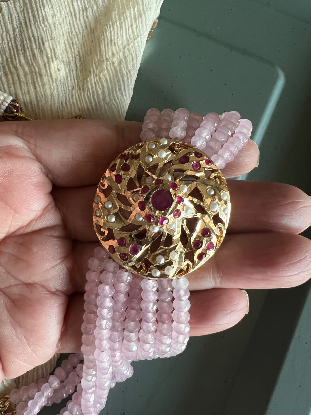 Statement Jadau Choker Necklace Set | 18k Gold Plated | Copper & Semi-Precious Stones