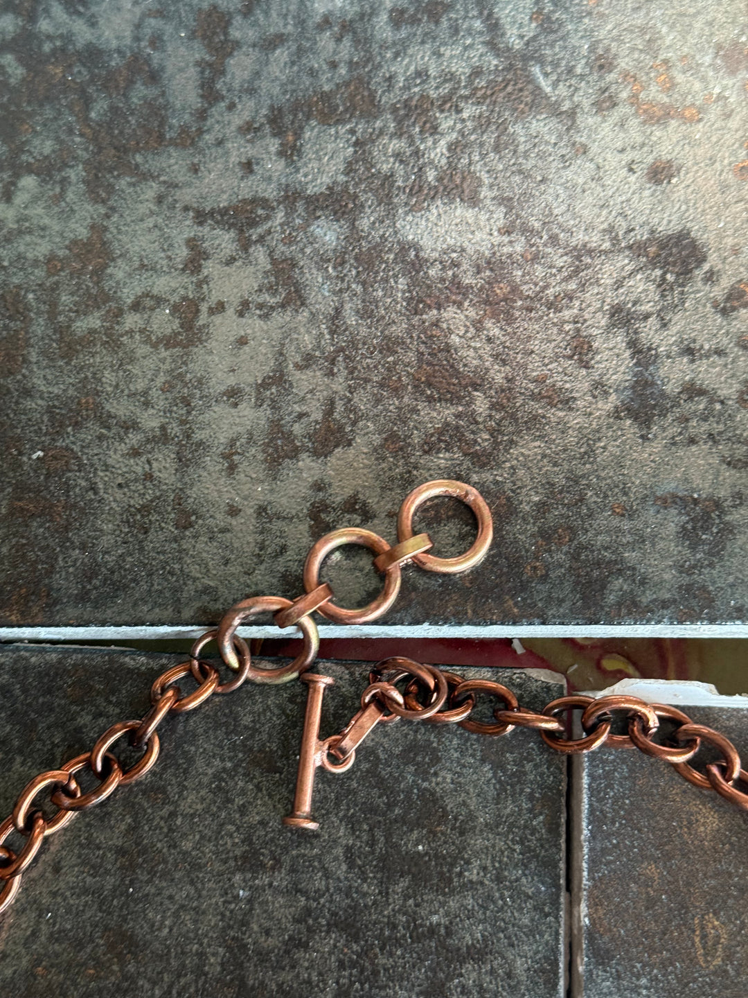 Handmade Rose Quartz Statement Choker | Copper Polish Brass Adjustable Toggle Necklace