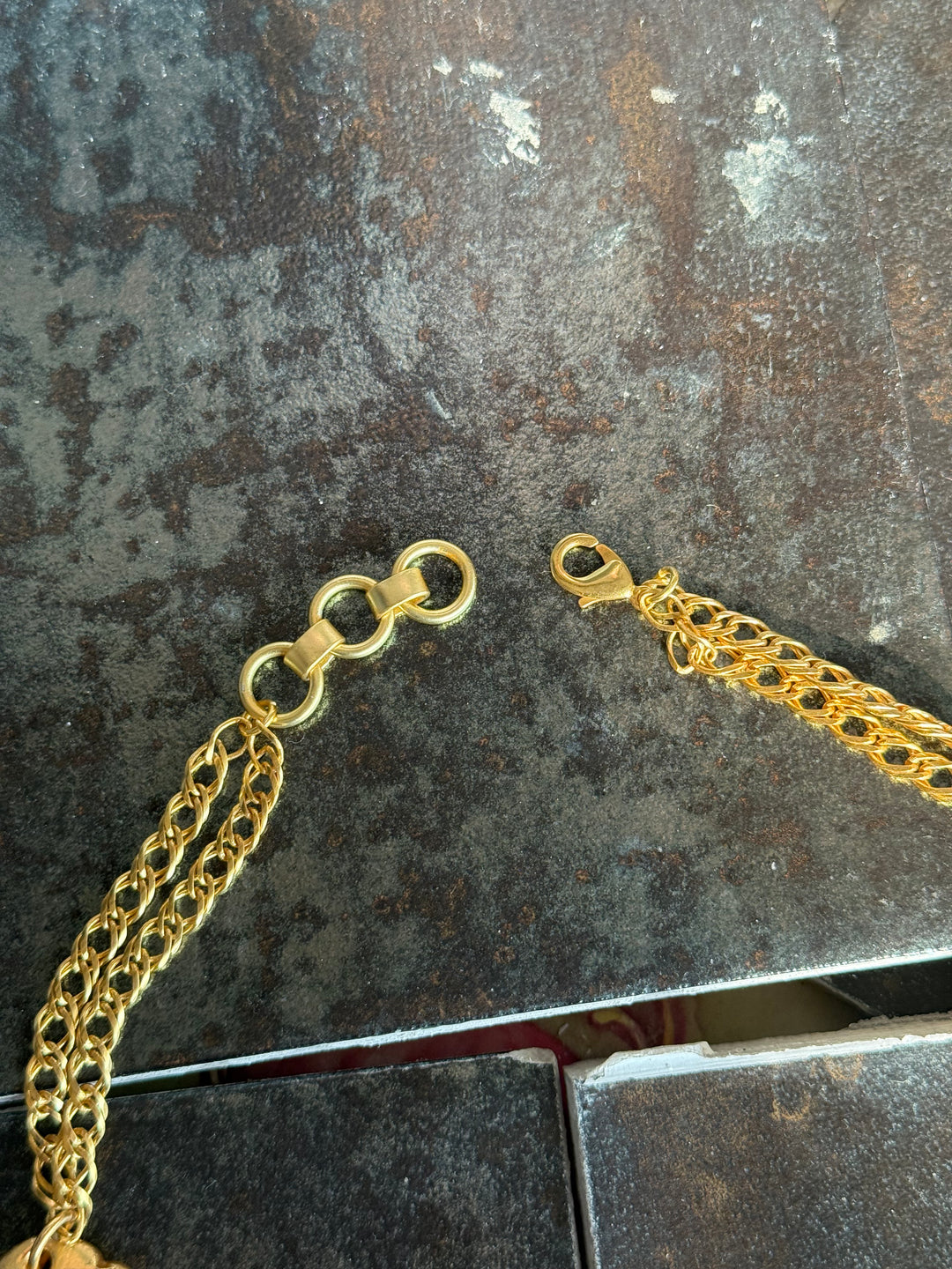 Handmade Natural Stones Gold Embedded Necklace | Adjustable Lobster Claw Brass Statement Jewelry