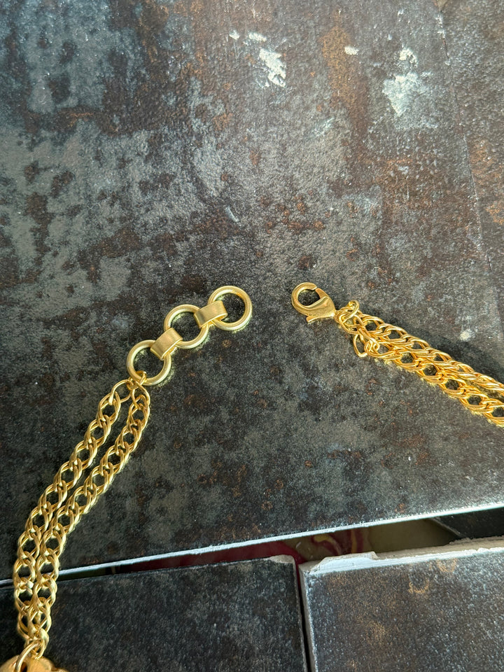 Handmade Natural Stones Gold Embedded Necklace | Adjustable Lobster Claw Brass Statement Jewelry